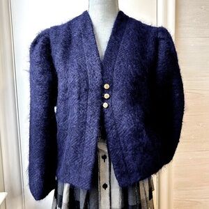 Nwt “Le Blanc Mouton” Puff Sleeve Mohair Cardigan